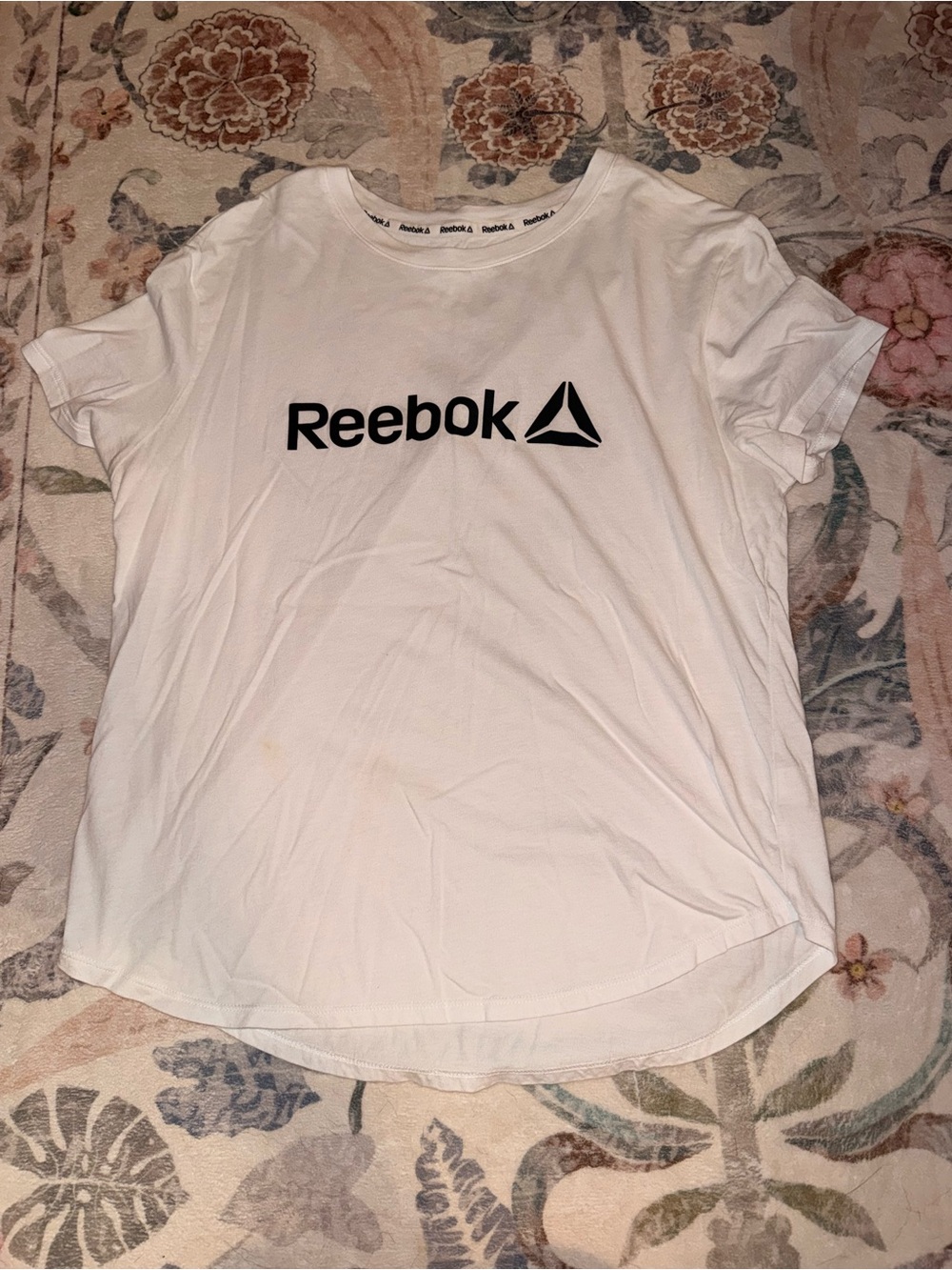 Reebok White Logo Crewneck Tee with Black Trim